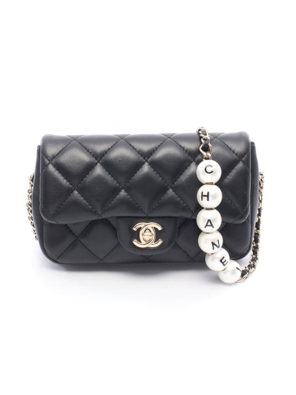 Chanel Shoulder Bag Quilted Small Flap Black Lambskin Chain